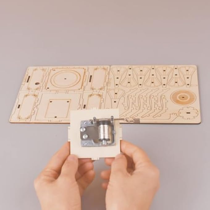 3D WOODEN PUZZLE MUSIC BOX PHONOGRAPH HAND CRANK MUSIC BOX TEASER SCIENCE AND EDUCATION EDUCATION DIY KITS 3D PUZZLES FOR ADULTS - Image 4